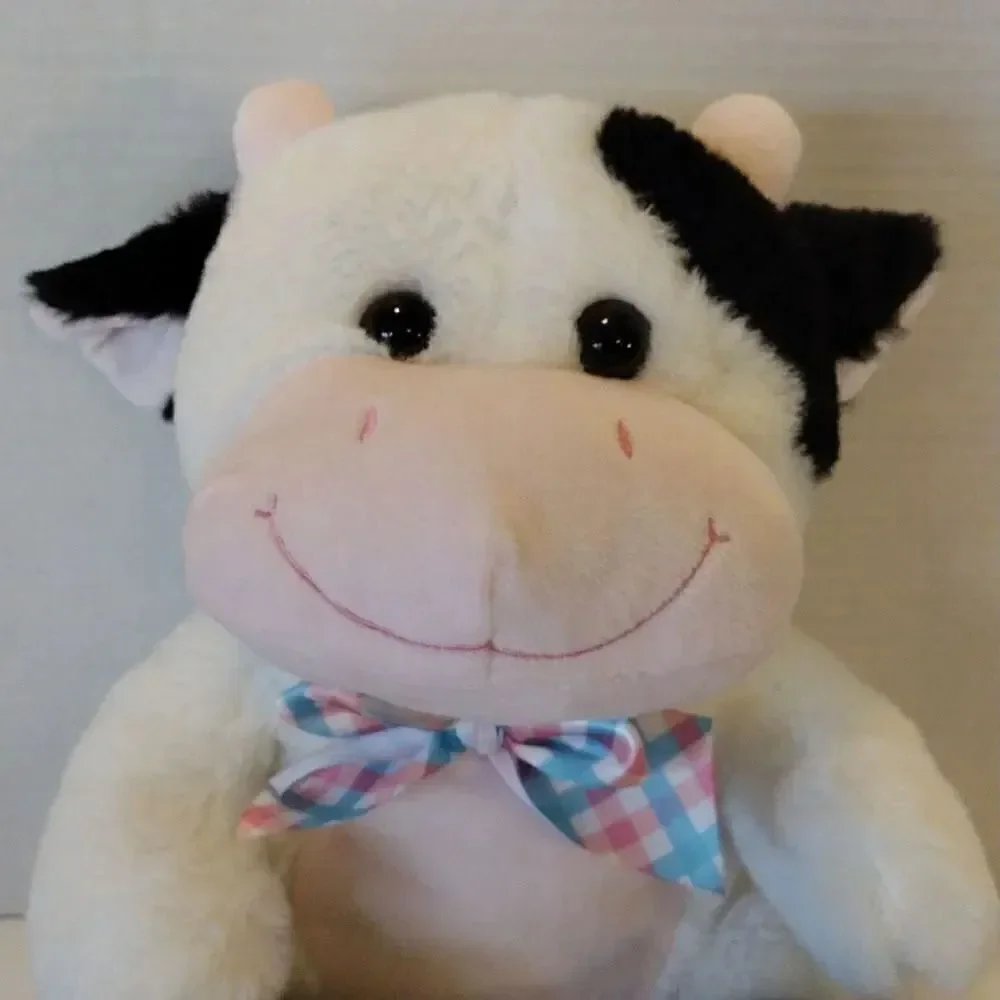 Inter American 2017 Cow With Blue Plaid Bow Stuffed Plushie Toy‎